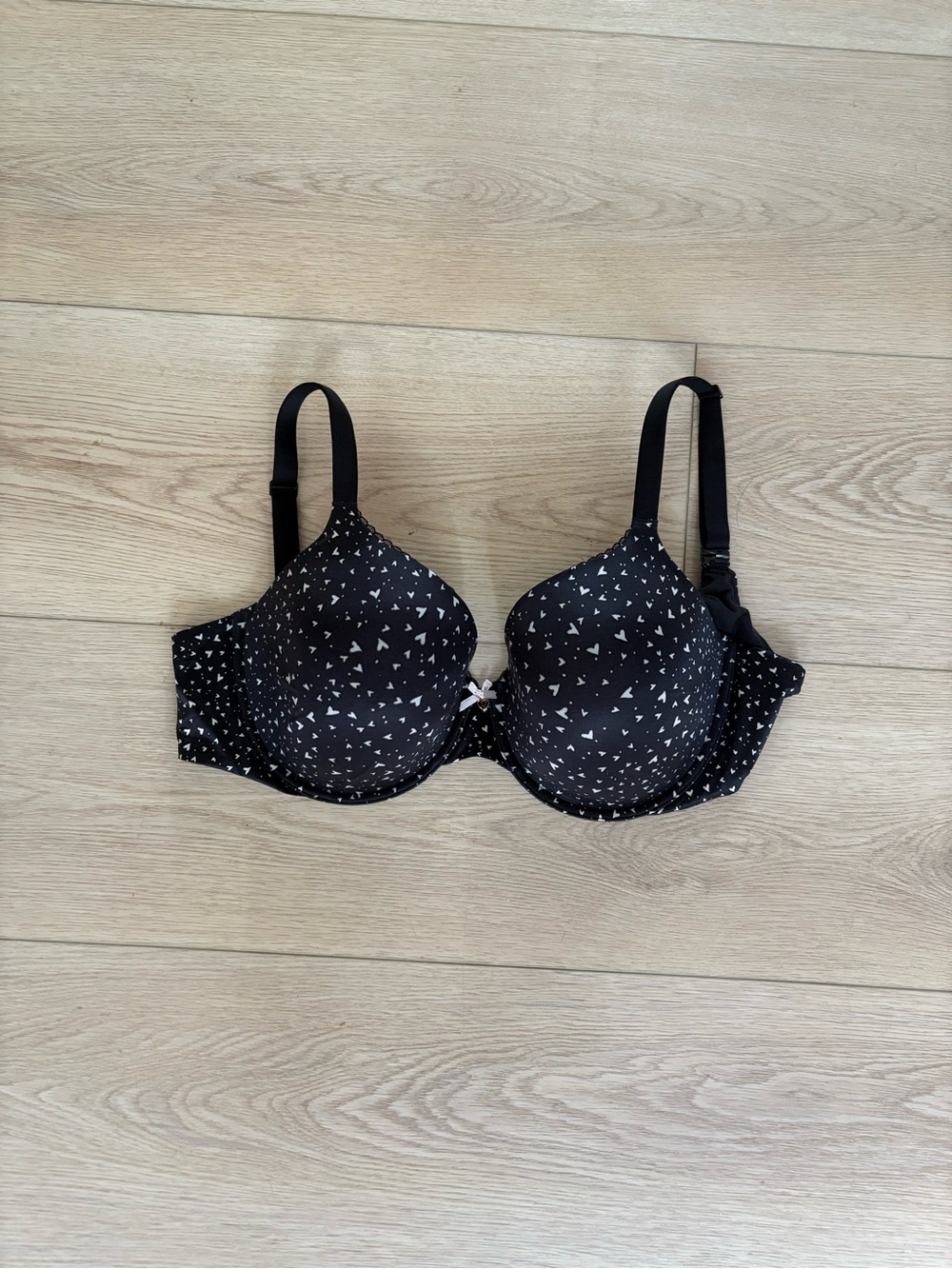 Victoria's Secret Black Bra with White Heart Print